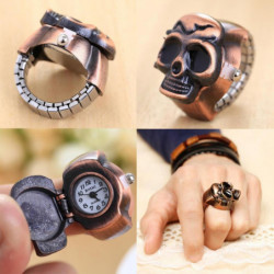 Unisex Finger Ringa Kolla På Årgång Mussla Kolla På Pirat Skalle Design Retro Flip Kvinna Antik Mode