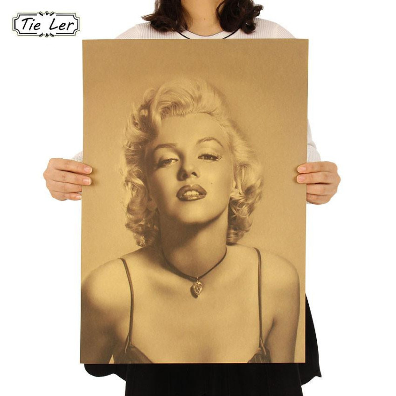 Slips Ler Årgång Klassisk Marilyn Monroe Affisch Kafé Bar Hem Dekor Målning Retro Kraft Papper Vägg