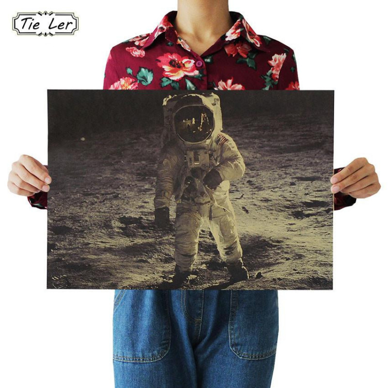 Slips Ler Mycket Dyrbar Foton De Apollo 11 Måne Landning Årgång Affisch Retro Kraft Papper Ydnad Film