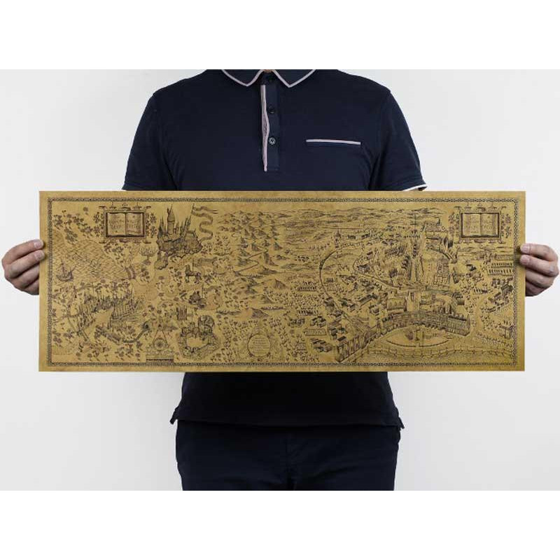 72x26cm Harry Krukmakare Magi Värld Karta Känd Se Kraft Papper Kafé Bar Affisch Retro Affisch Dekorativ