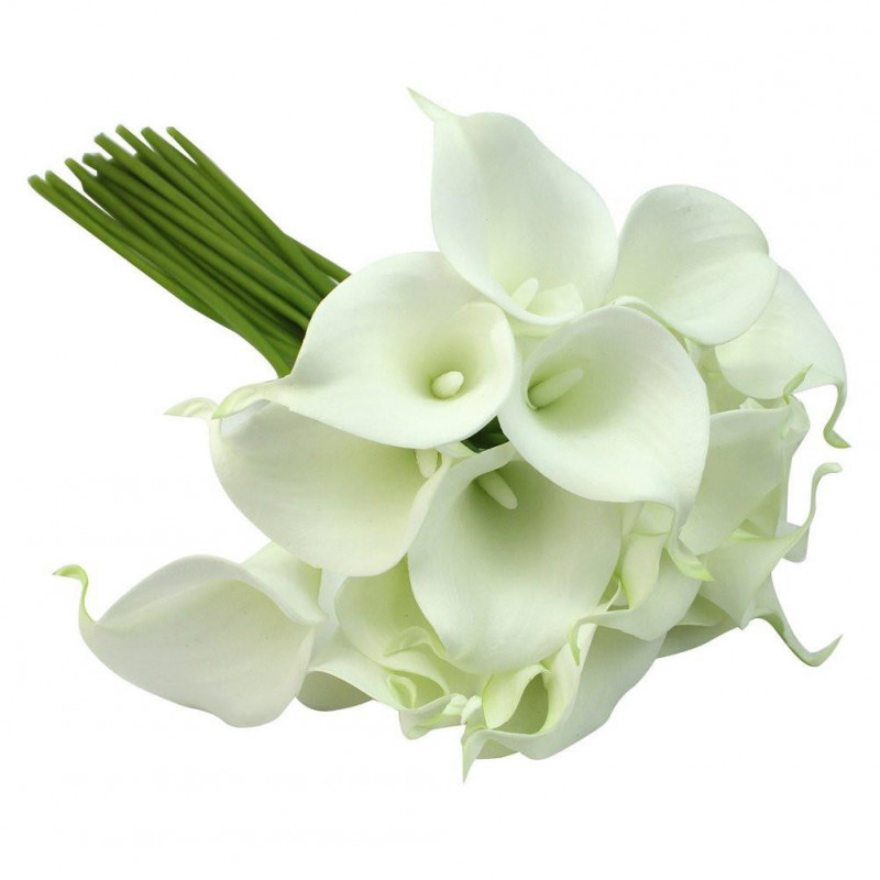 Calla Lilja Brud Bröllop Fest Dekor Bukett 20 Beger Sig Latex Rör Blomma Knippa