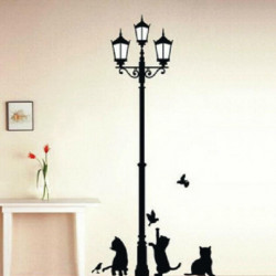 Hem Dekoration 3 Liten Katt Under Gata Lampa Diy Vägg Sticker Tapet Konst Dekor Mural Rum Dekal