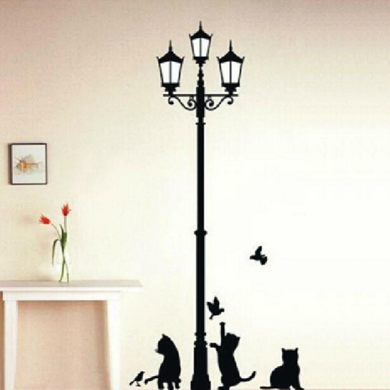Hem Dekoration 3 Liten Katt Under Gata Lampa Diy Vägg Sticker Tapet Konst Dekor Mural Rum Dekal