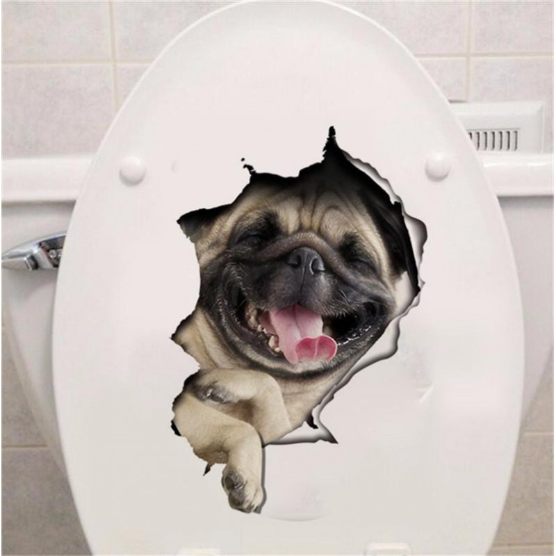 3d Hål Se Levande Hund Vägg Sticker Badrum Toalett Kylskåp Dator Dekor Djur Dekaler Konst Sticker