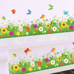Diy Färgrik Blomma Växt Flygande Fjäril Vägg Sticker Skog Trädgård Hem Dekoration Mural Dekal Levande