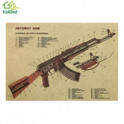 50 X 35cm Vägg Sticker Årgång Retro Ak47 Förbättrad Strukturera Design Papper Affisch Bar Vägg