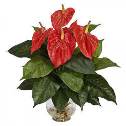 Bra 18 Beger Sig Artificiell Blomma Små Inlagd Växt Silke Kostym Stor Inlagd Anthurium Kontor Dekoration