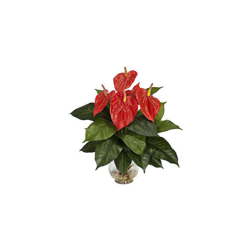 Bra 18 Beger Sig Artificiell Blomma Små Inlagd Växt Silke Kostym Stor Inlagd Anthurium Kontor Dekoration