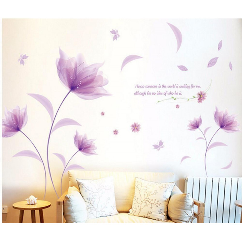 Romantisk Elegant Matt Rosa Lilja Blomma Kronblad Avtagbar Vägg Sticker Sovrum Levande Rum Hem Diy