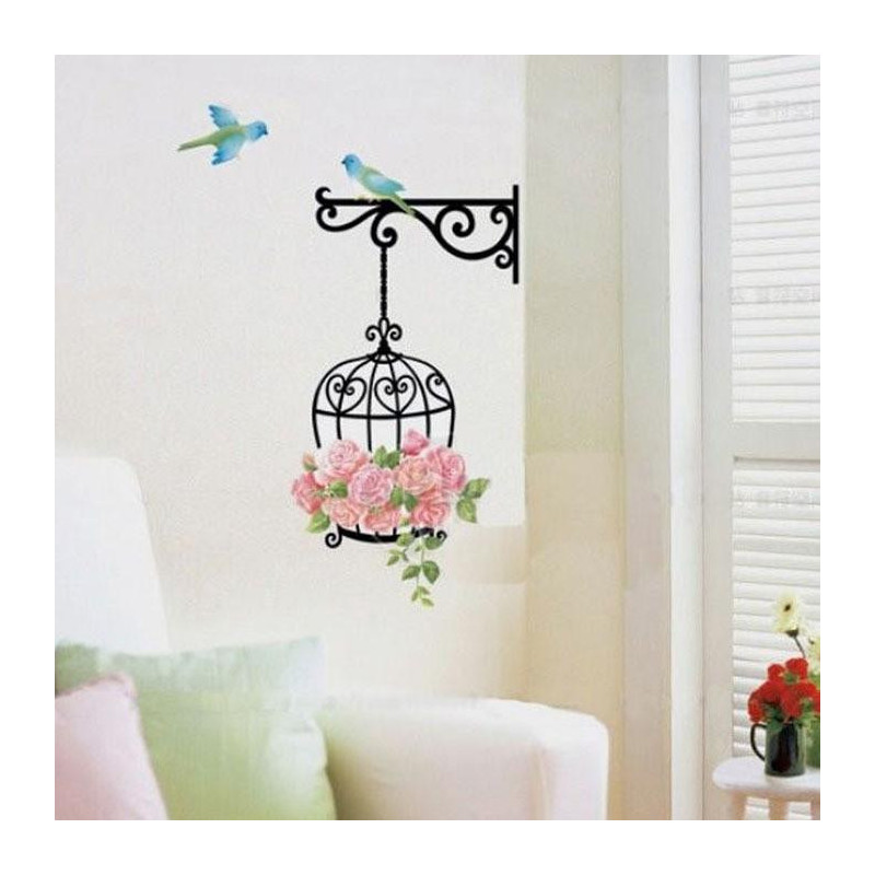 2015 Vägg Sticker Blomma Och Fågel Tryckt Natur Landskap Klassisk Pvc Vattentät Vägg Stickerleende