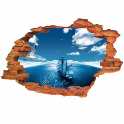 3d 50x70cm Sea Sight Cartoon Wall Stickers Mural Decal Quotes Art Home Decor Happy Gifts Diy Pegatina