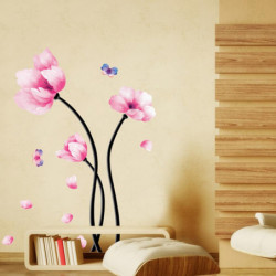 Fasion Blomma Lotus Diy Vägg Dekor Rum Sticker Avtagbar Papper Mural Hem Häftigt