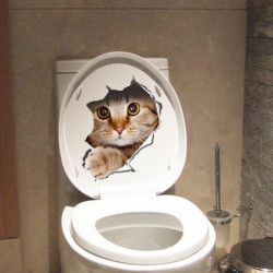 Söt Kattunge Toalett Klistermärken Vägg Dekaler 3d Hål Katt Djur Mural Konst Hem Dekor Kylskåp Posters