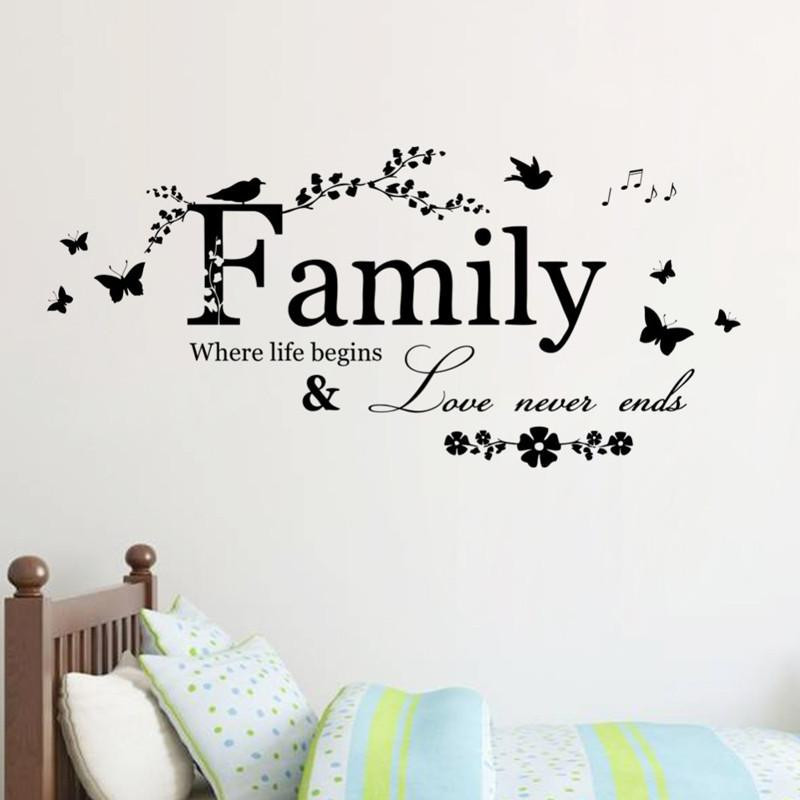 Familj Kärlek Aldrig Ends Citat Vil Vägg Dekal Vägg Text Konst Ord Vägg Sticker Hem Dekor Bröllop