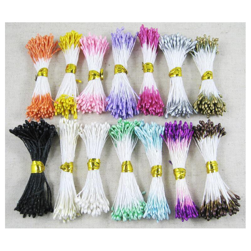 Multipos Trunc Dubbel Tips 1mm Pärla Blomma Stamen Kaka Dekoration 1260pcs Massa 11010114 1260