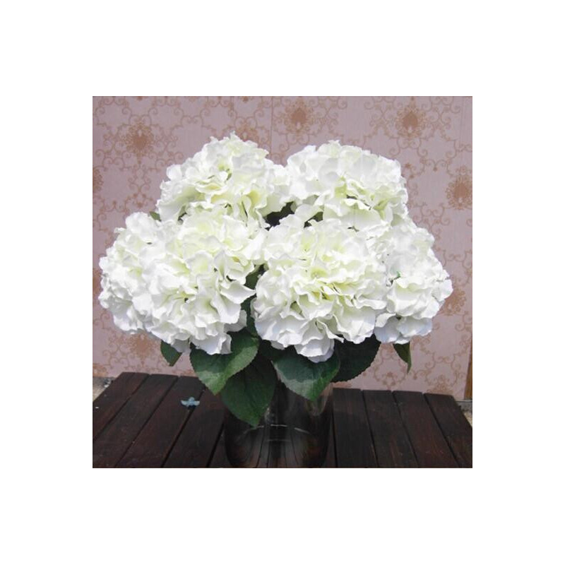 Phfu Hem Dekoration Blommor Artificiell Hortensia Blomma 5 Stor Beger Sig Bukett Dekor Diy Krämig Vit