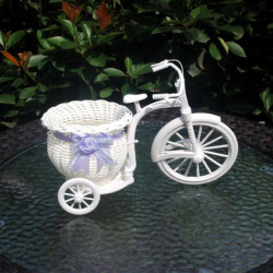 1 St Pvc Vit Trehjuling Cykel Design Blomma Korg Behållare För Blomma Växt Hem Weddding Dekoration