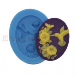 Fågel Picka Blommor Cabochon Silikon Forma För Harts Smycken 39x29mm Cameo