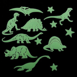 13 St Plast Glöd I De Mörk Stjärna Dinosaurie Fluorescerande Klistermärken
