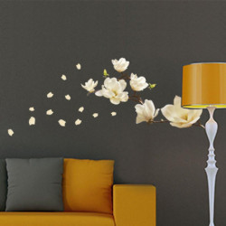 Löstagbar Vattentät Magnolia Blomma Diy Konst Mural Avtagbar Vägg Sticker Säng Hem Dekoration Dekor