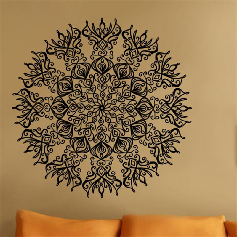 30 X 30cm Runda Årgång Blomma Konst Vägg Sticker Hem Dekor Dekaler Vägg Pvc Avtagbar Tapet Barn Rum