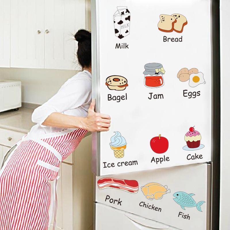 Söt Mat Tapet Diy Vägg Sticker Kylskåp Kök Hem Dekal Pvc Konst Dekal Avtagbar Kreativ Tecknad Serie