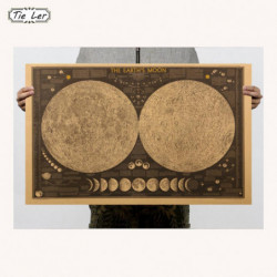 Slips Ler Stor Årgång Retro Papper Jord Måne Värld Karta Affisch Vägg Diagram Hem Dekoration Vägg
