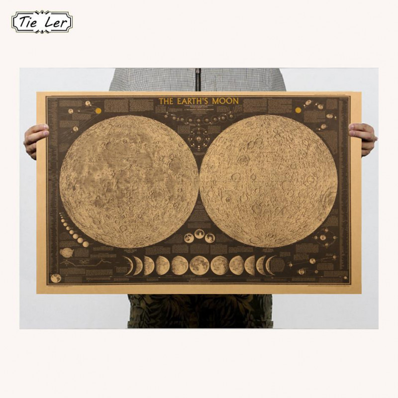 Slips Ler Stor Årgång Retro Papper Jord Måne Värld Karta Affisch Vägg Diagram Hem Dekoration Vägg