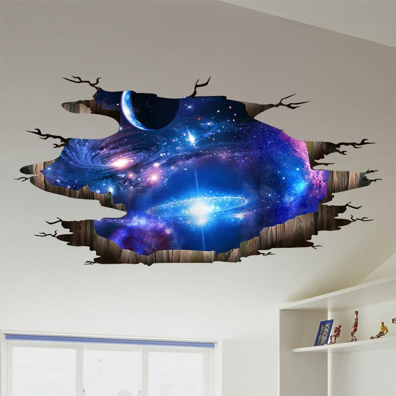 3d Kreativ Universum Mjölkig Sätt Vägg Sticker Hem Dekor Levande Rum Sovrum Golv Dekoration Avtagbar