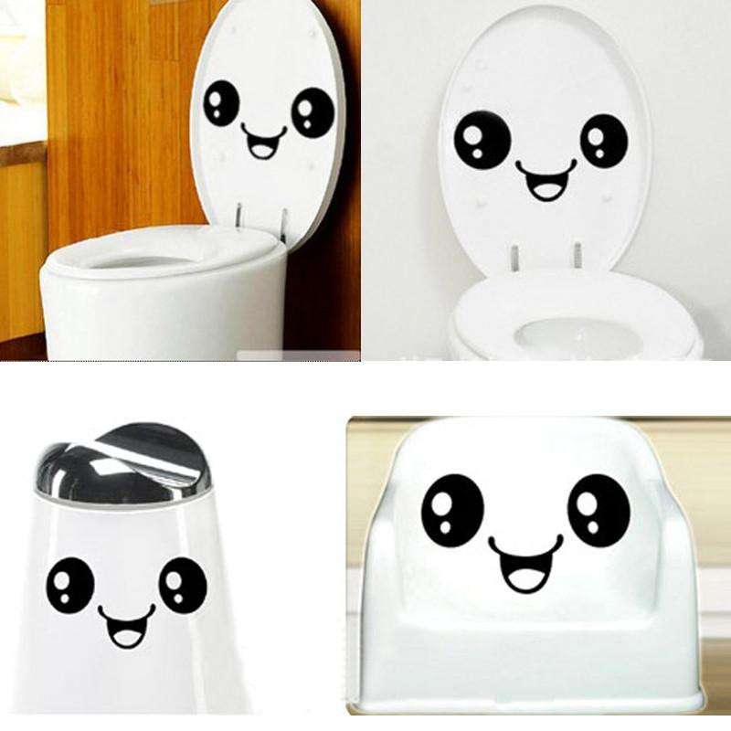 Foodymine Söt Leende Ansikte Toalett Diy Vägg Sticker Hem Möbel Badrum Kreativ Dekaler