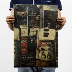 Oss Rutt 66 Gas Station Retro Nostalgi Kraft Papper Affisch 51x35 5cm Papper Kraft Affischer
