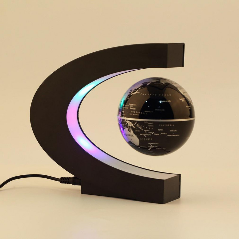 Mode Hem Dekoration Led Flytande Tellurion C Form Magnetisk Levitation Flytande Klot Värld Karta Med