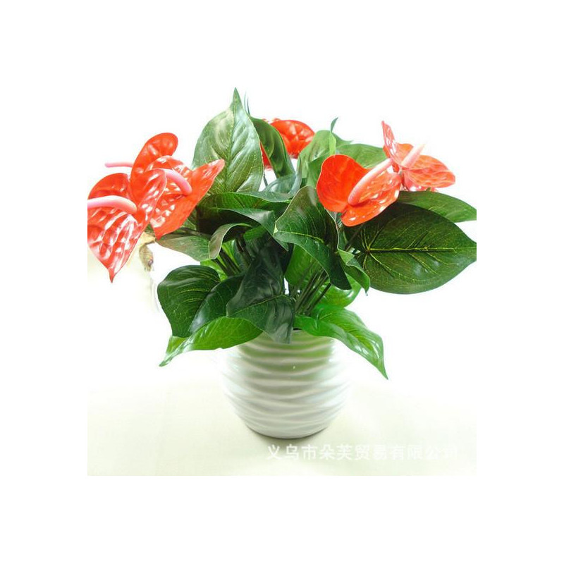 1bunch Artificiell Blomma Falsk Anthurium Bukett Bröllop Arrangemang Jul Hem Dekoration