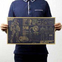 Hollywool Film Affisch Ydnad Bild Järn Man Design Ritningar Nostalgisk Retro Kraft Papper Affisch Dekorativ