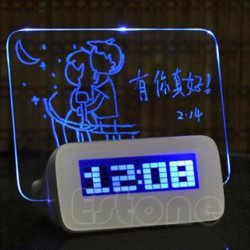 Led Ljus Fluorescerande Meddelande Styrelse Kalender Termometer Digital Klocka Larm Hxp001