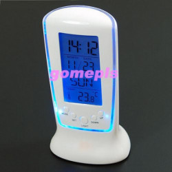 Vit Digital Larm Klocka Lcd Kalender Termometer Bakgrundsbelysning