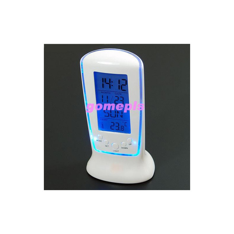 Vit Digital Larm Klocka Lcd Kalender Termometer Bakgrundsbelysning