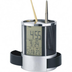 Lcd Visa Elektronisk Digital Skrivbord Tabell Kalender Termometer Larm Klocka Reloj Despertador Penna