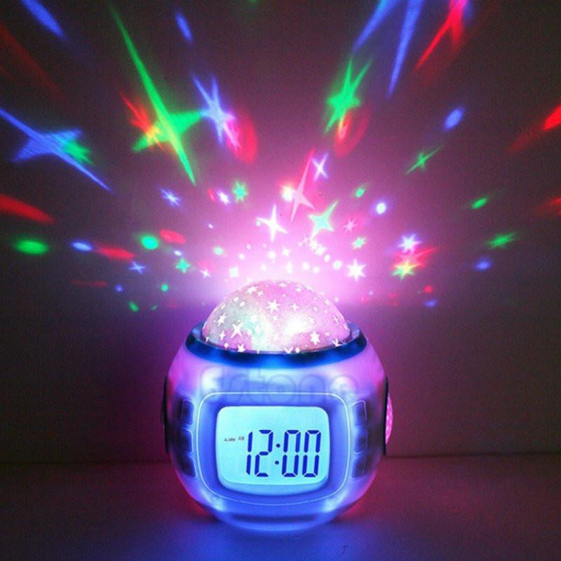 Färg Change Multipurpose Stjärna Digital Led Ojektor Larm Klocka Nattlampa