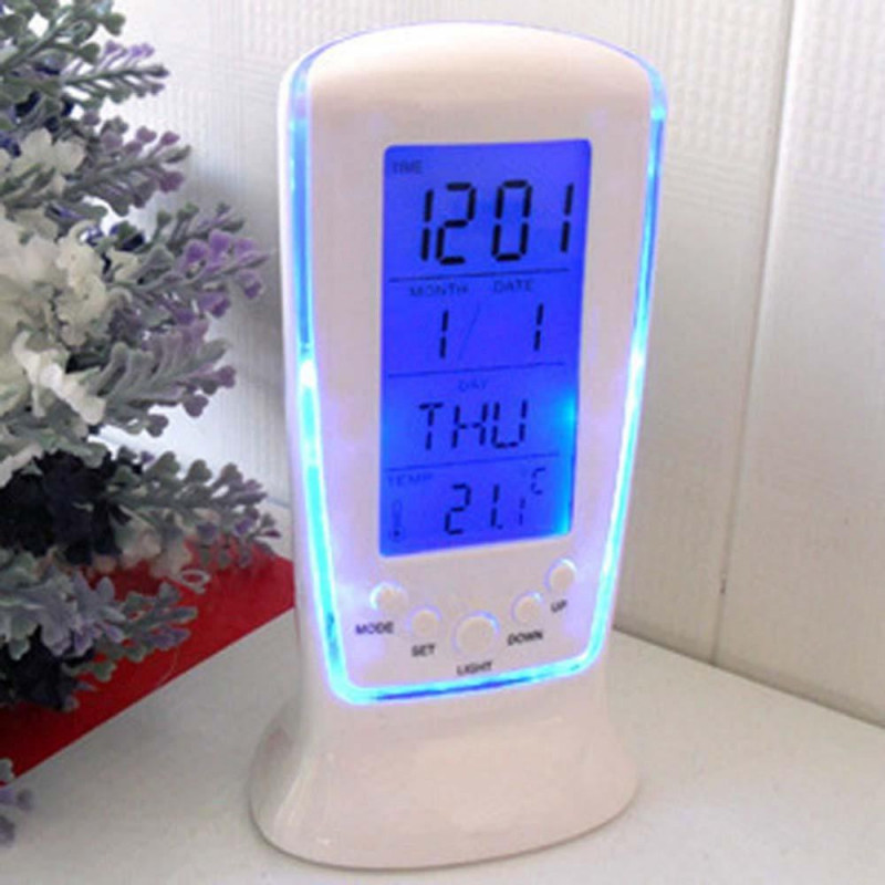 Led Digital Klocka Despertador Skrivbord Vit Klocka Sängpos Trunc Elektronisk Kolla På Fyrkant För