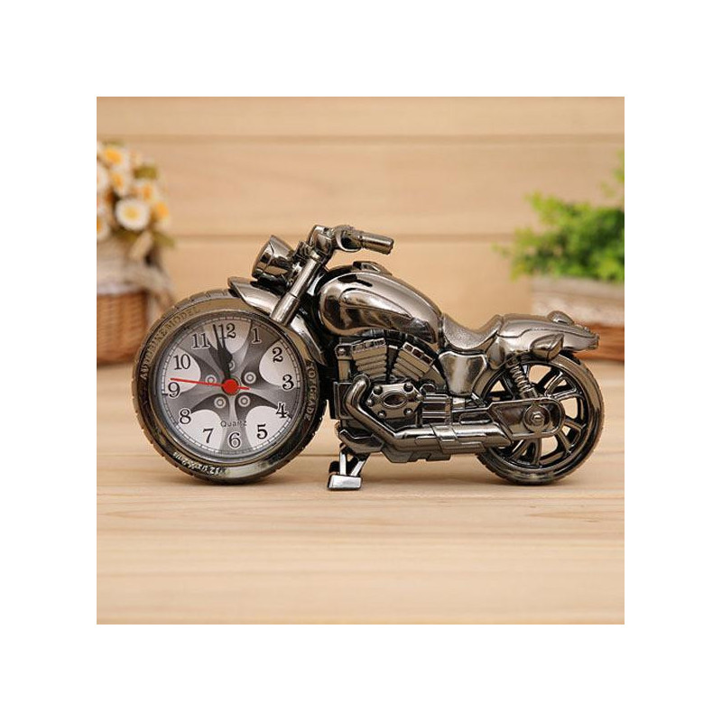 Mode Årgång Häftigt Skala Mini Motorcykel Form Digital Larm Klocka Silver Retro Super Häftigt 21
