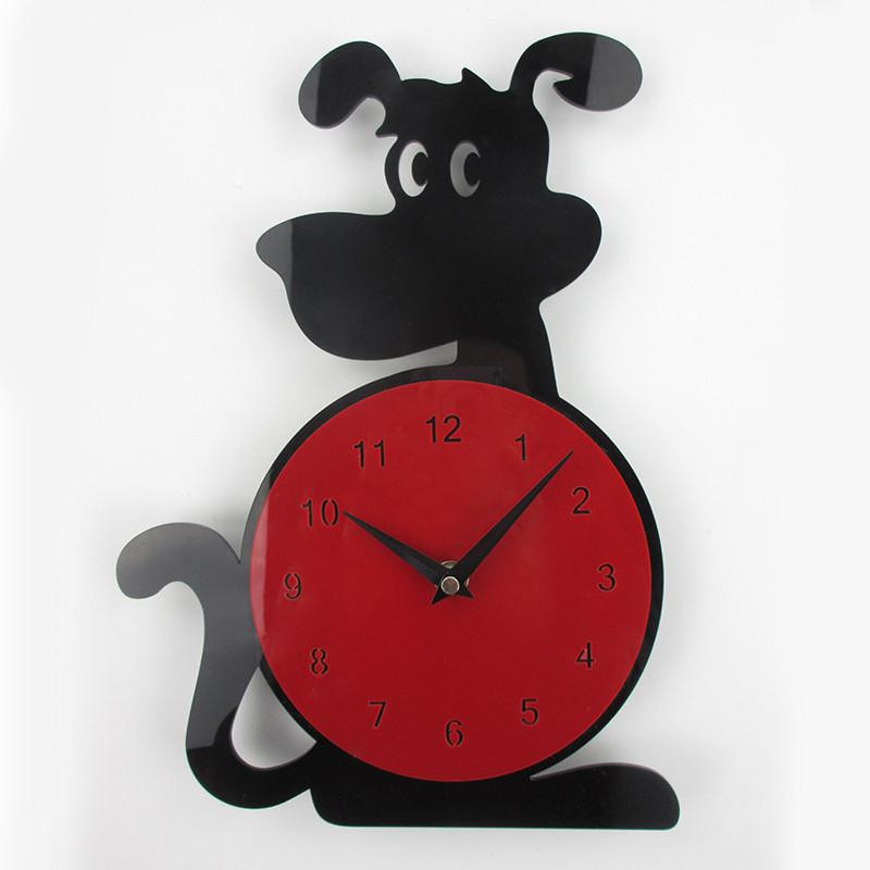 3d Vägg Klocka Hund Form Mode Hem Dekor Akryl Vägg Klocka Horloge Murale