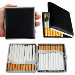 Delikat Cigarett Låda Fall Svart Fick Läder Metall Tobak För 20st Personlig Cigarett Rök Hållare