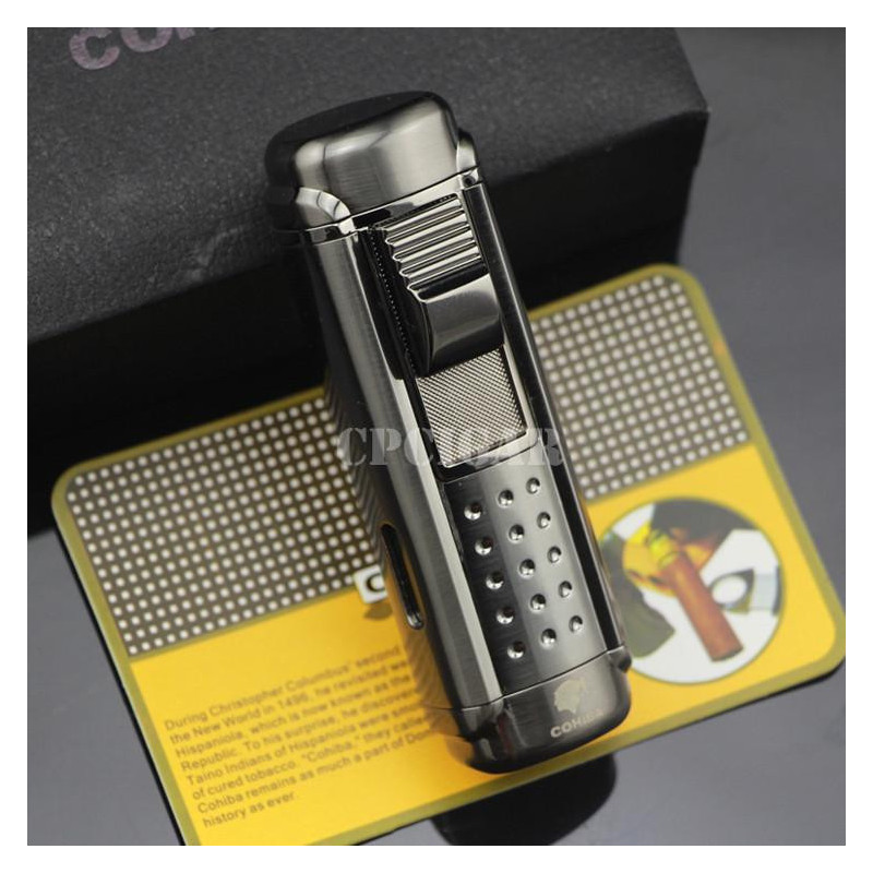 Cohiba 4 Fackla Jet Vindtät Cigarr Lättare Klassisk Kubansk Påfyllningsbar Cigarett Flamma Lättare