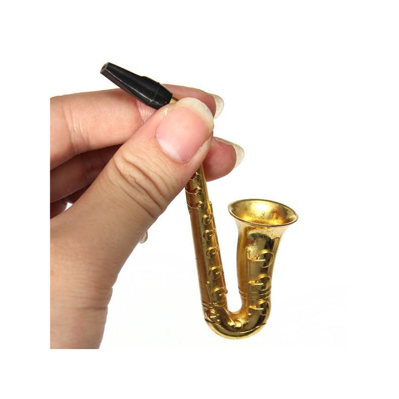 Excellent Kvalitet Mode 1 St Små Saxofon Bärbar Rök Rökning Rör Metall Tobak Ogräs Rör Vattenpipa