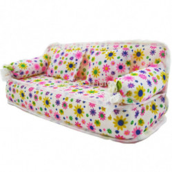 Ett St Mini Dockhus Möbel Blomma Soffa Soffa Med 2 Kuddar För Barbie Hus Leksaker