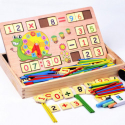 Bebis Klassisk Matematik Trä Leksak Med 100pcs Pinnar 70pcs Trä Siffra Kort Trä Låda Tidigt Pedagogisk