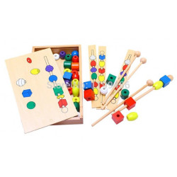 Montessori Pärla Sequencing Uppsättning Blockera Leksaker Klassisk Leksak