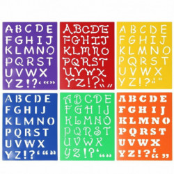 Barn Capitall Alfabet Brev Ritning Mallar 6pcs Tvättbar Schabloner Barn Pedagogisk Leksaker Plast Målning