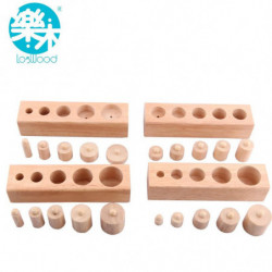 Trä Leksaker Montessori Pedagogisk Cylinder Uttag Blocks Leksak Bebis Utveckling Öva Och Känner